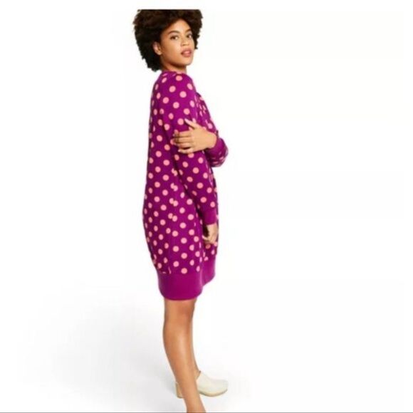 NWT Victor Glemaud x Target Purple & Pink Polka Dot Long Sleeve Tunic Dress - Picture 5 of 6